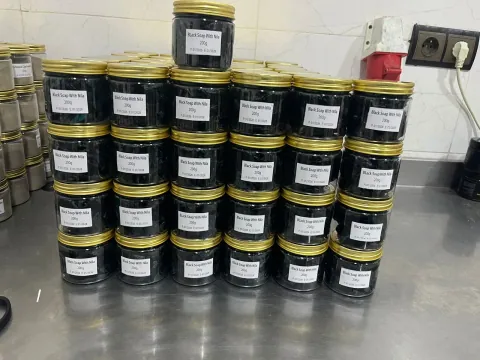 Production batch of Moroccan cosmetic jars in workshop
